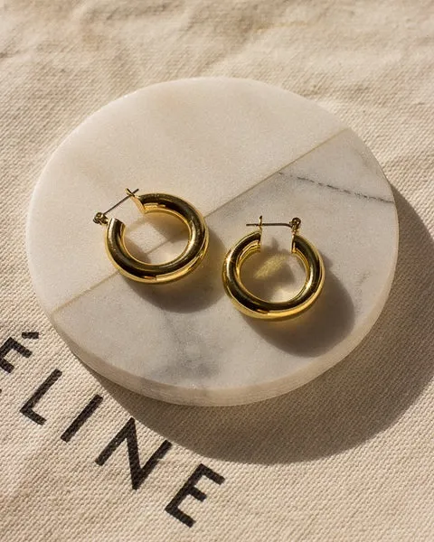 LUV AJ BABY AMALFI TUBE HOOPS IN GOLD