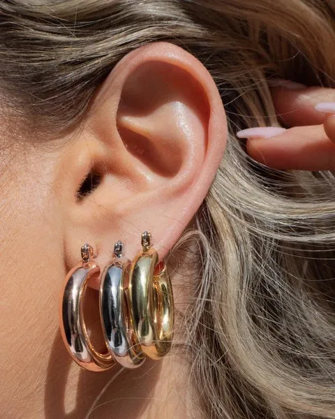 LUV AJ BABY AMALFI TUBE HOOPS IN GOLD