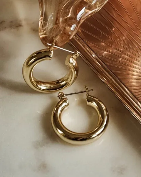 LUV AJ BABY AMALFI TUBE HOOPS IN GOLD