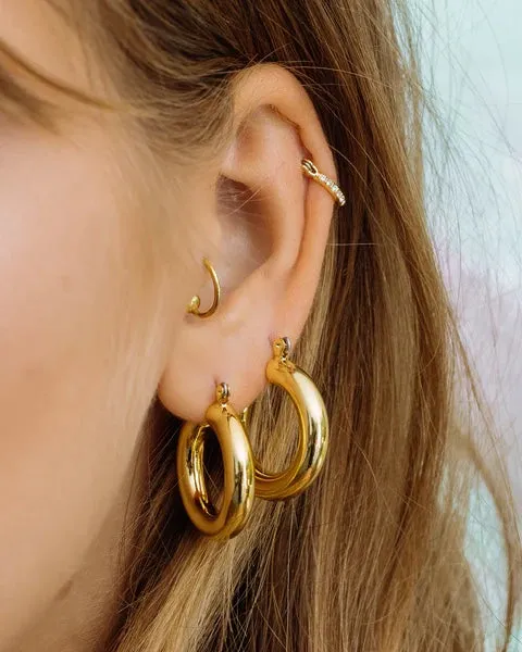 LUV AJ BABY AMALFI TUBE HOOPS IN GOLD