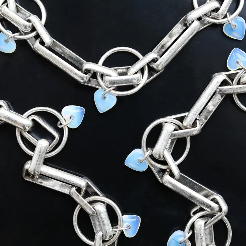 MAGNETAR. Chunky Link Chain Hearts Choker - Silver