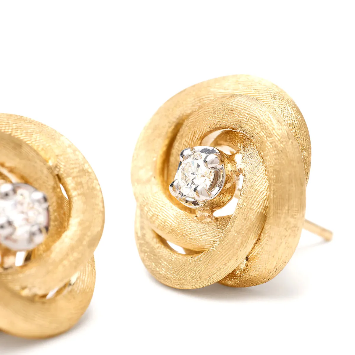 Marco Bicego Jaipur Gold Floral Studs With Diamonds