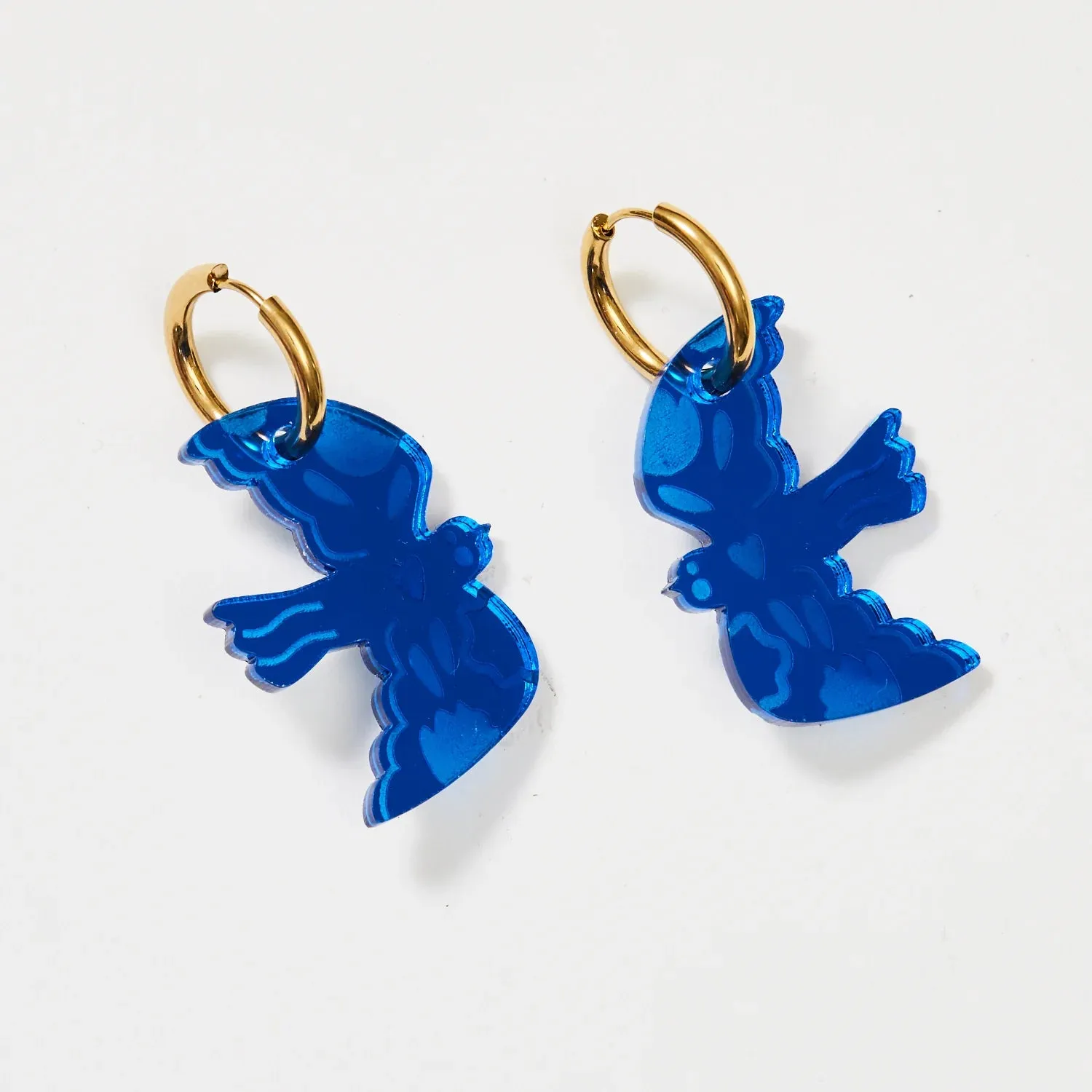 Martha Jean Large Bird Earrings - Cobalt