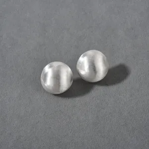 Matte Silver Ball Stud Earrings-jlt11546