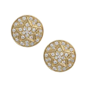 Men's Round Cluster Star Diamond Stud Earrings 0.16ct 10K Yellow Gold