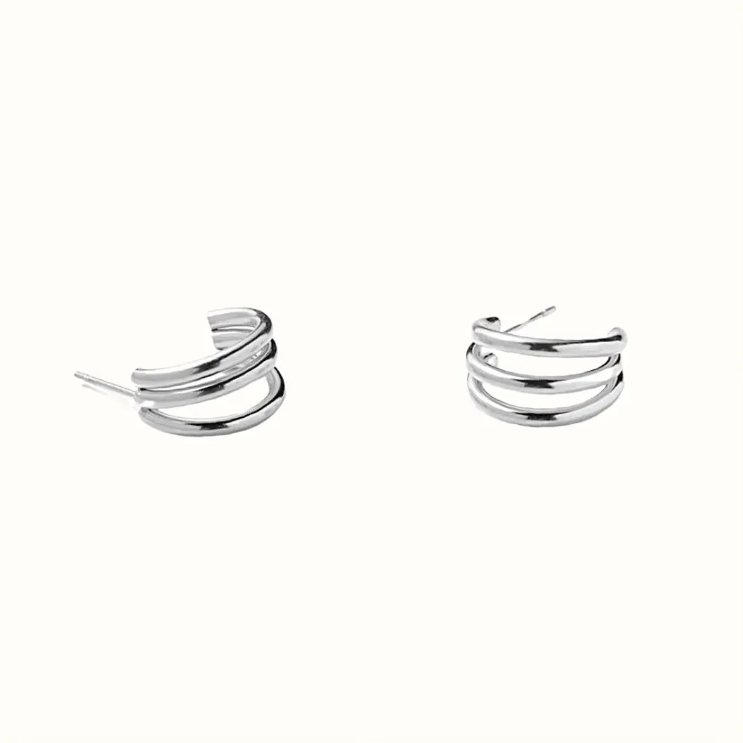 Mini Annabelle Triple Hoops-Silver