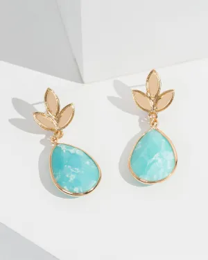 Mint Fan Tear Drop Earrings