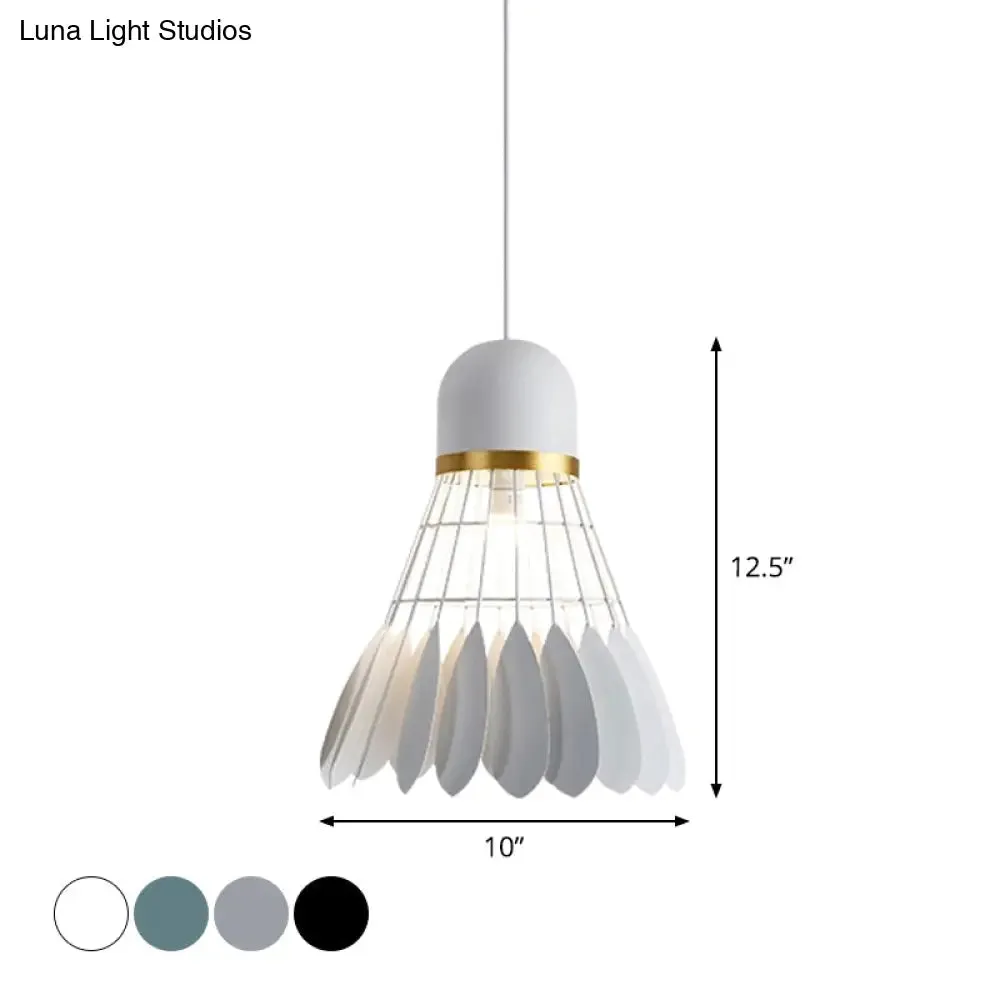 Modern Badminton Hanging Lamp - Artistic Metallic Pendant Ceiling Light for Dining Room - White/Black/Grey