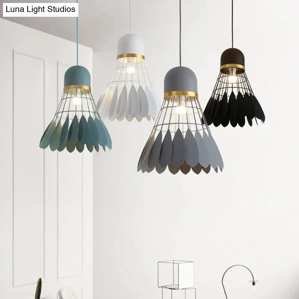 Modern Badminton Hanging Lamp - Artistic Metallic Pendant Ceiling Light for Dining Room - White/Black/Grey