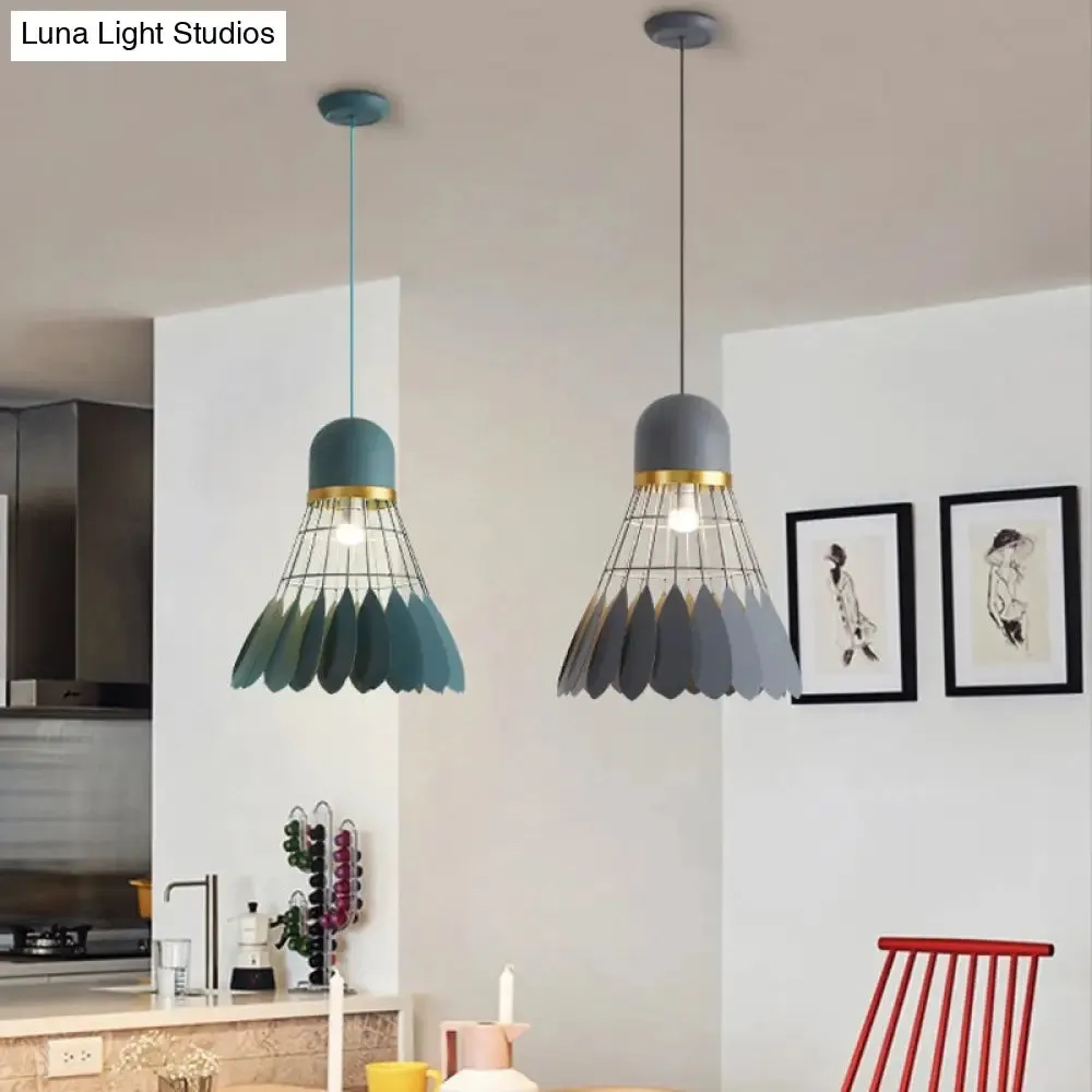 Modern Badminton Hanging Lamp - Artistic Metallic Pendant Ceiling Light for Dining Room - White/Black/Grey