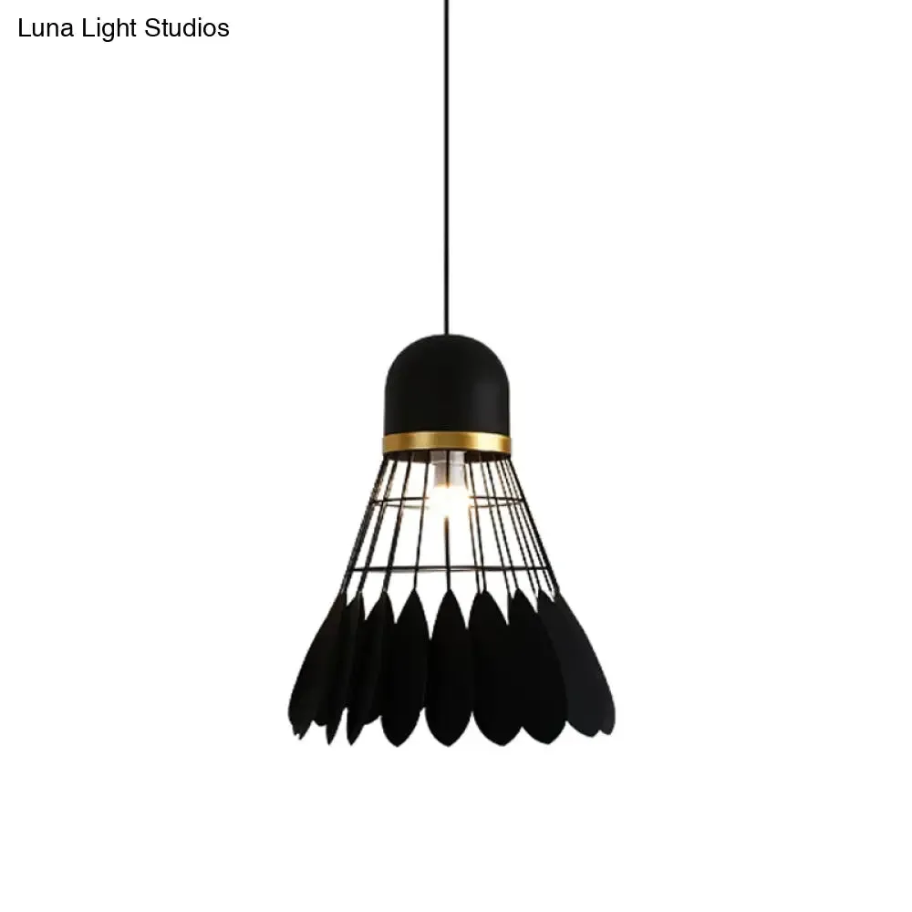 Modern Badminton Hanging Lamp - Artistic Metallic Pendant Ceiling Light for Dining Room - White/Black/Grey