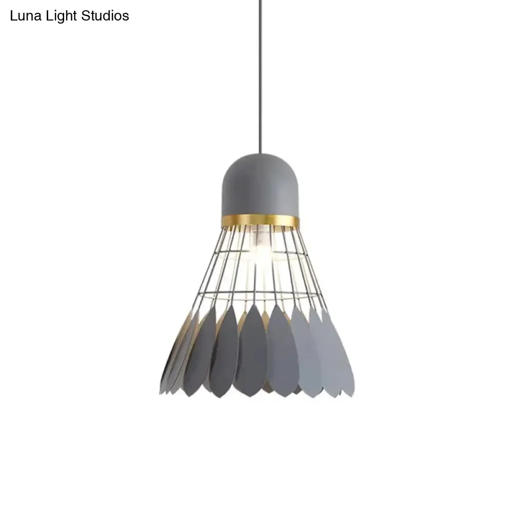 Modern Badminton Hanging Lamp - Artistic Metallic Pendant Ceiling Light for Dining Room - White/Black/Grey