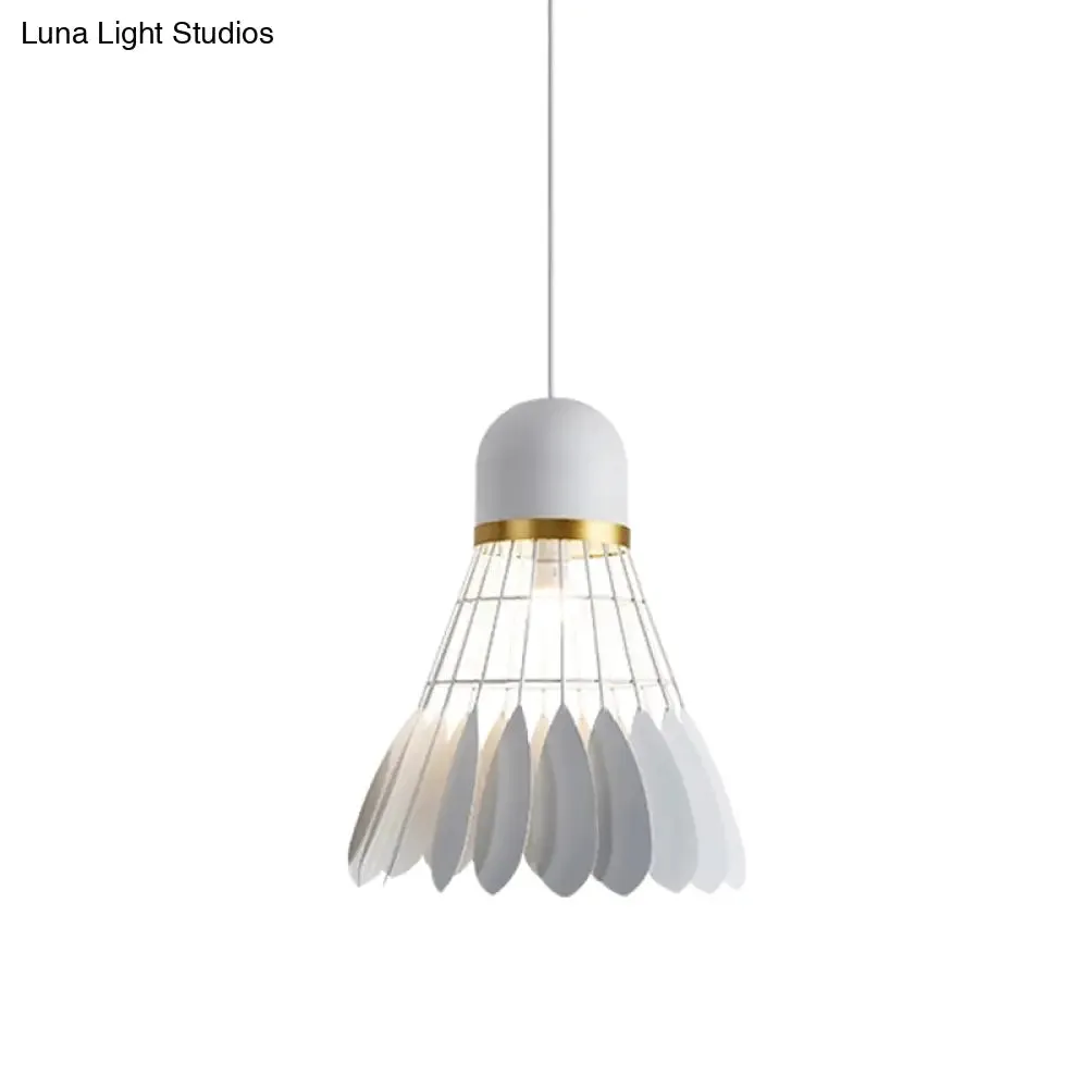 Modern Badminton Hanging Lamp - Artistic Metallic Pendant Ceiling Light for Dining Room - White/Black/Grey