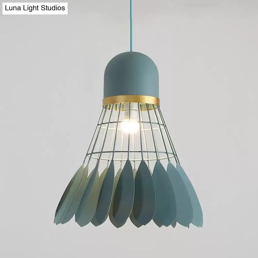 Modern Badminton Hanging Lamp - Artistic Metallic Pendant Ceiling Light for Dining Room - White/Black/Grey