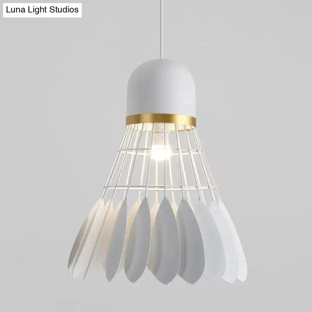 Modern Badminton Hanging Lamp - Artistic Metallic Pendant Ceiling Light for Dining Room - White/Black/Grey