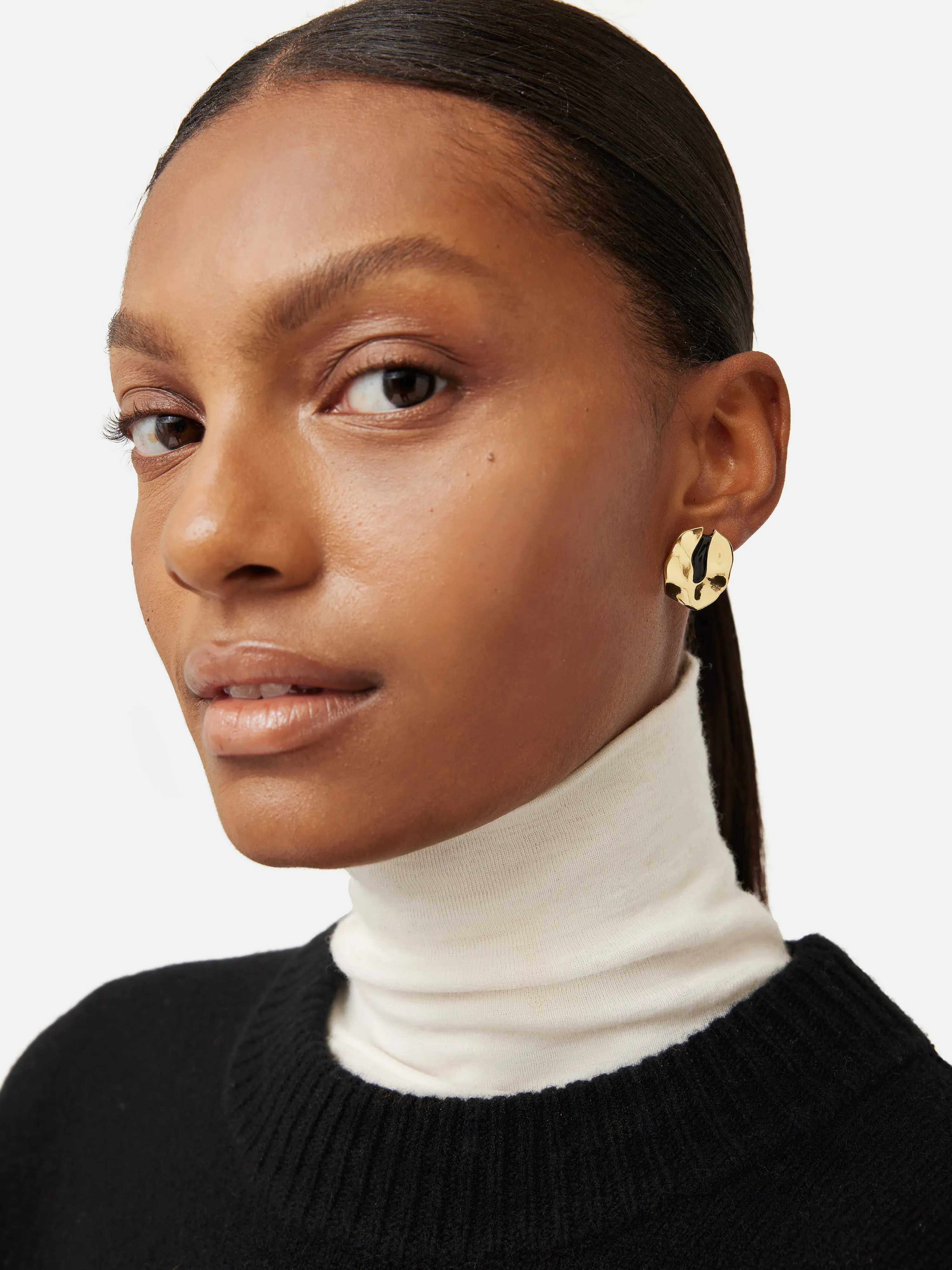 Molten Enamel Disc Earrings | Gold