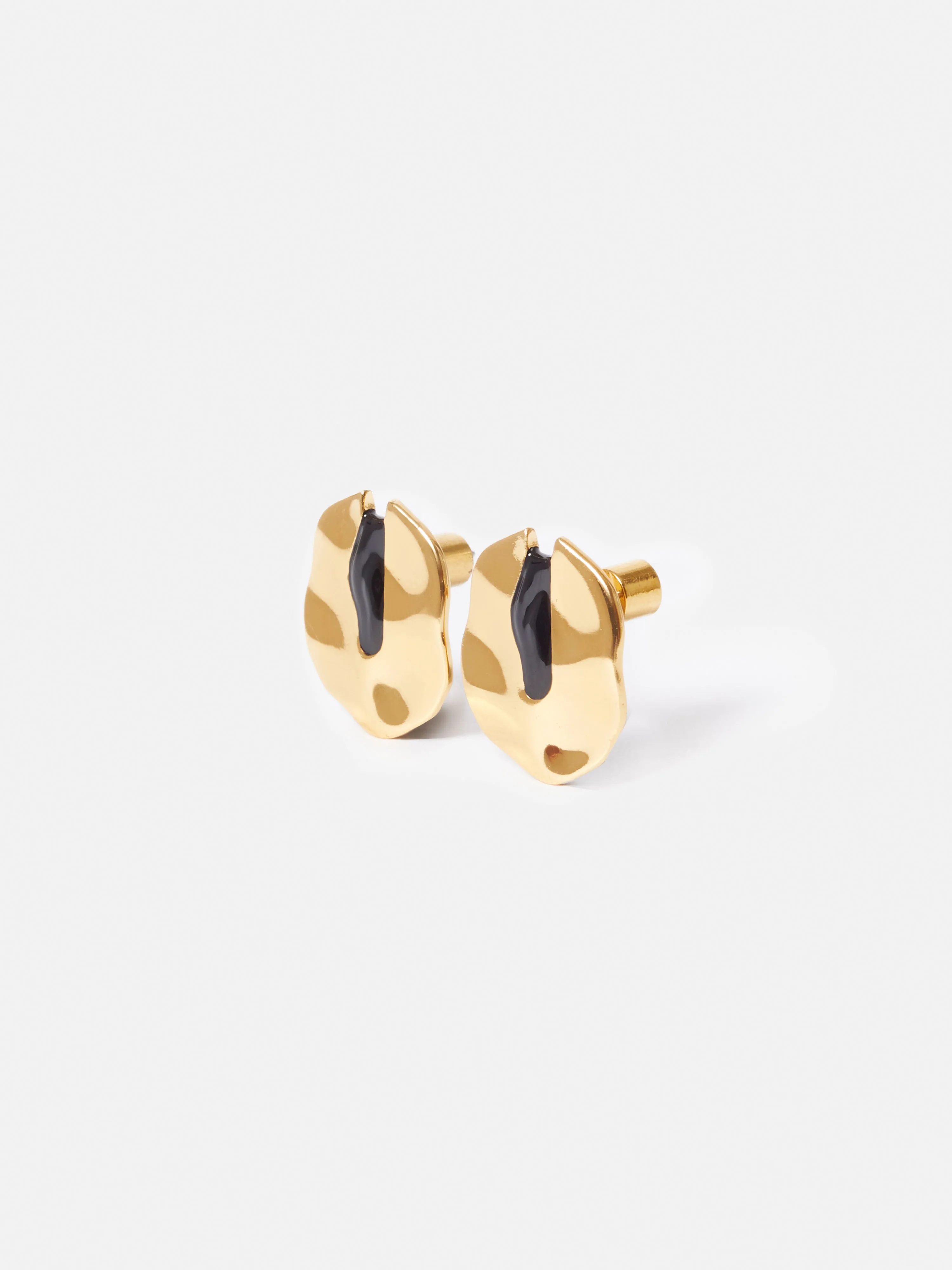 Molten Enamel Disc Earrings | Gold