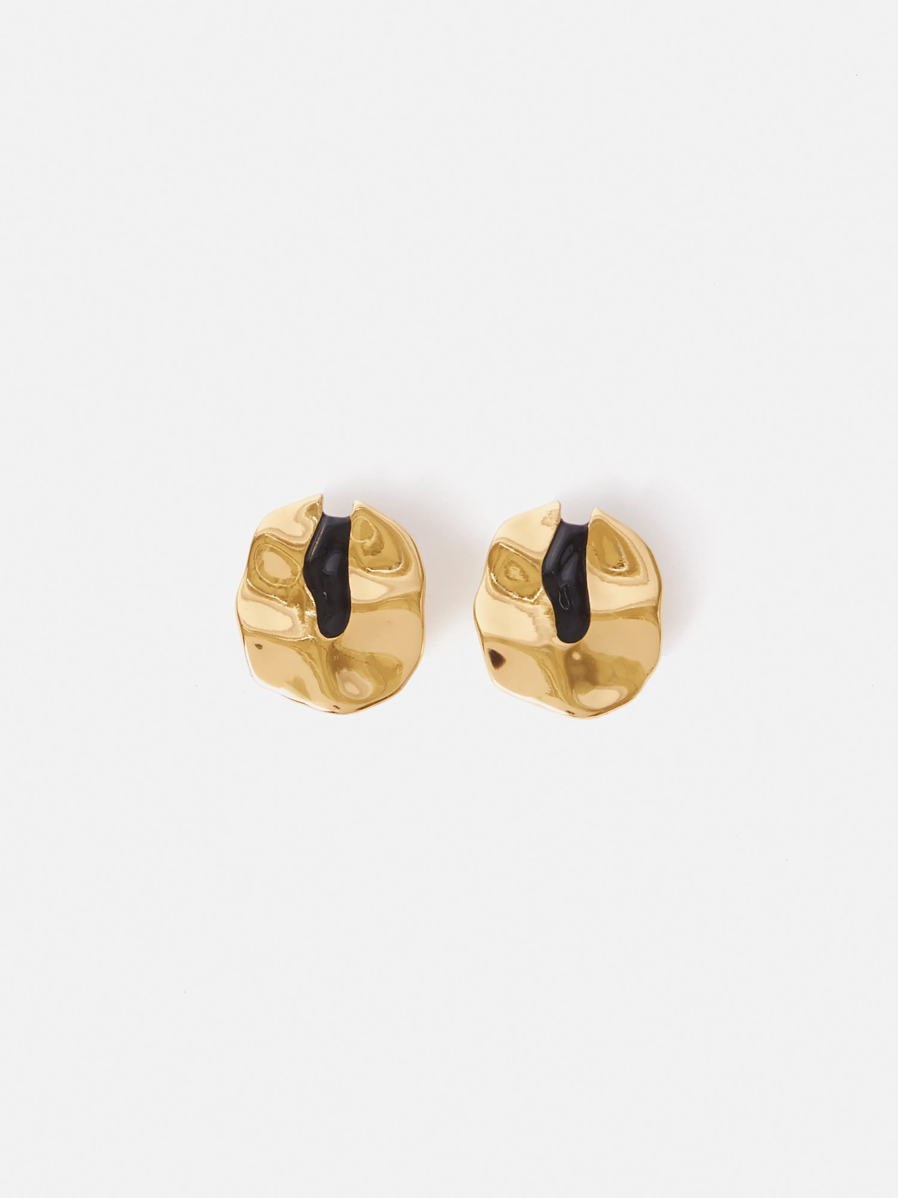 Molten Enamel Disc Earrings | Gold