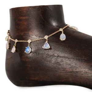 MULTI SHAPE MOONSTONE   DIAMOND SHAKER ANKLET