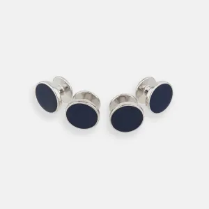 Navy Circle Dress Studs