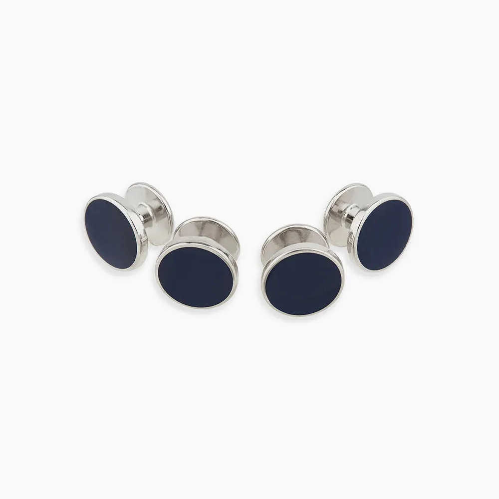 Navy Circle Dress Studs