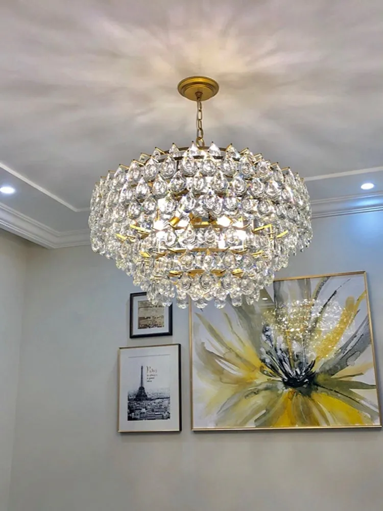 New Modern Tiers Raindrop Crystal Chandelier for Living/Dining Room/Bedroom/Cafe