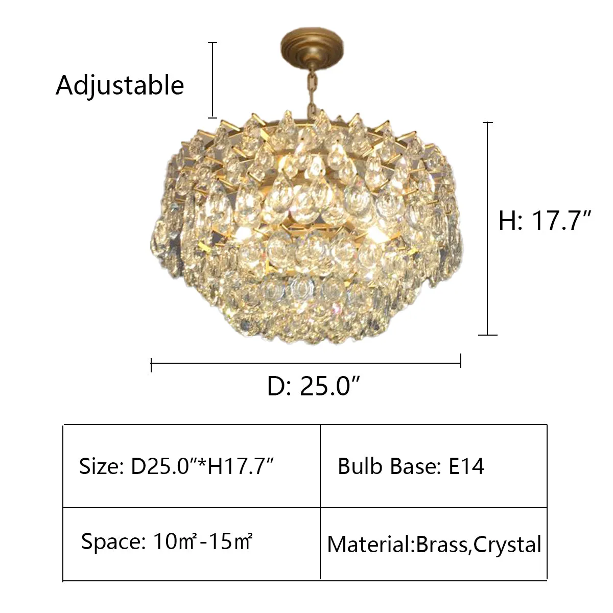 New Modern Tiers Raindrop Crystal Chandelier for Living/Dining Room/Bedroom/Cafe