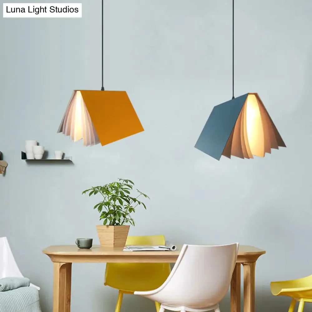 Nordic Plastic Pendant Ceiling Light: Modern 1-Bulb Book-Inspired Hanging Lamp for Living Room (White/Black/Yellow)