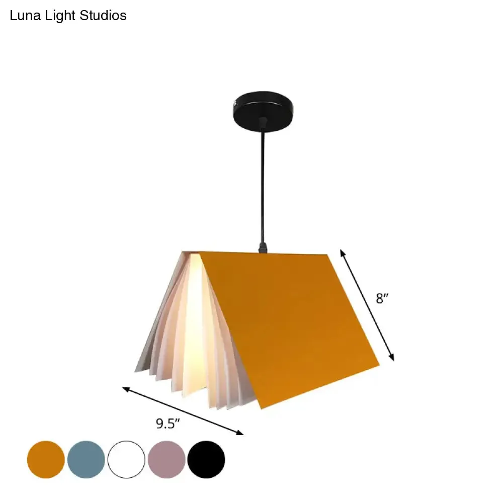 Nordic Plastic Pendant Ceiling Light: Modern 1-Bulb Book-Inspired Hanging Lamp for Living Room (White/Black/Yellow)