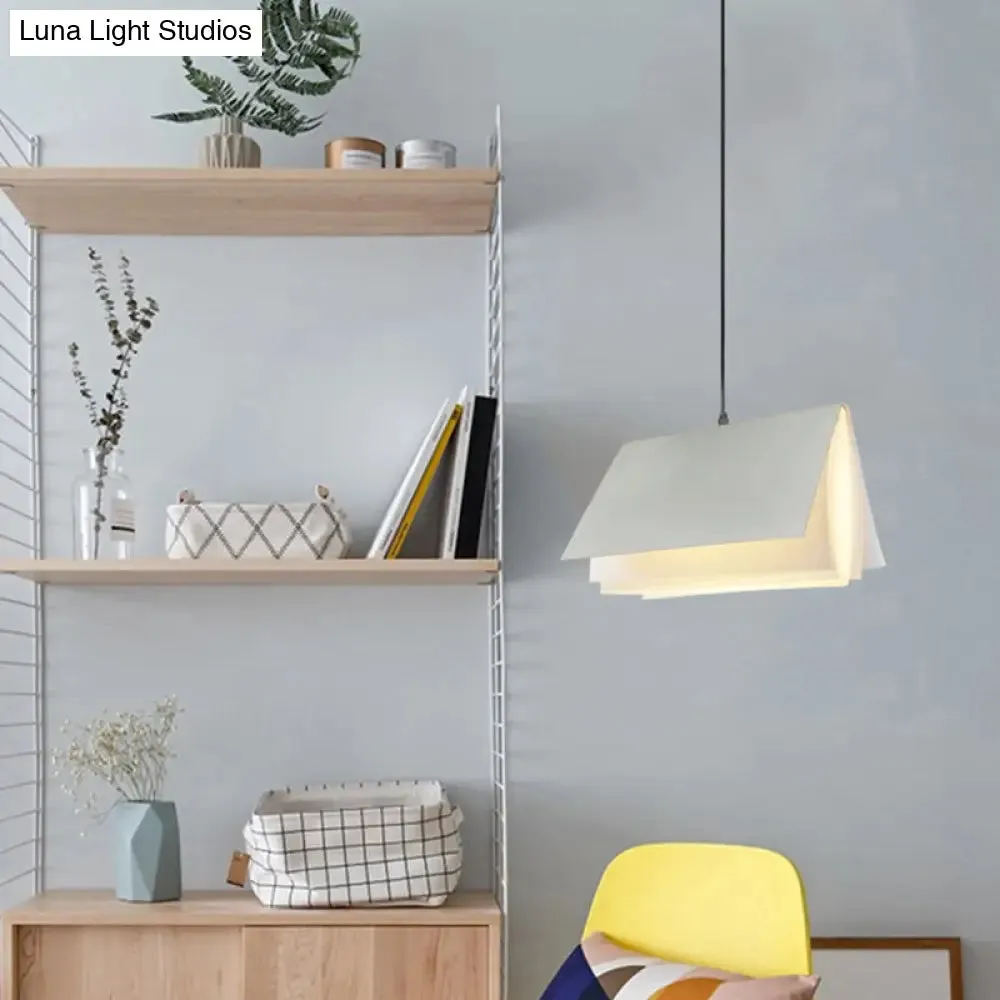 Nordic Plastic Pendant Ceiling Light: Modern 1-Bulb Book-Inspired Hanging Lamp for Living Room (White/Black/Yellow)