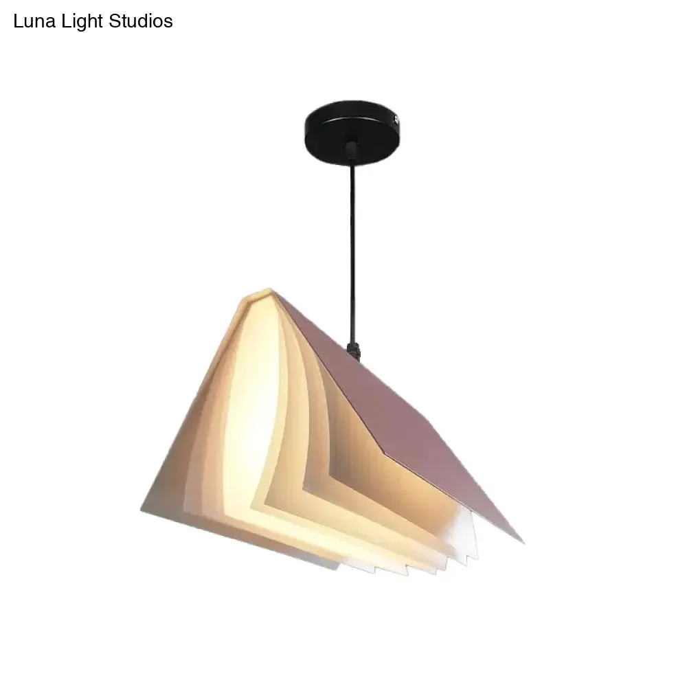 Nordic Plastic Pendant Ceiling Light: Modern 1-Bulb Book-Inspired Hanging Lamp for Living Room (White/Black/Yellow)