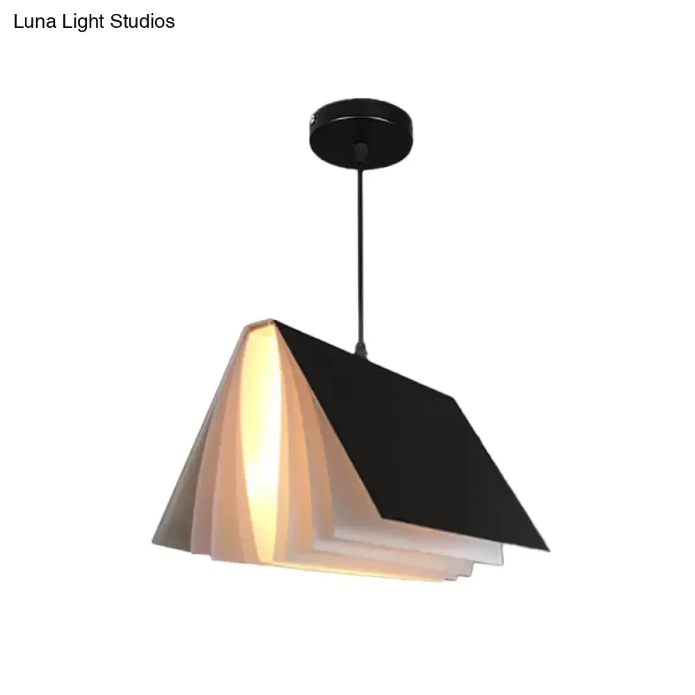 Nordic Plastic Pendant Ceiling Light: Modern 1-Bulb Book-Inspired Hanging Lamp for Living Room (White/Black/Yellow)