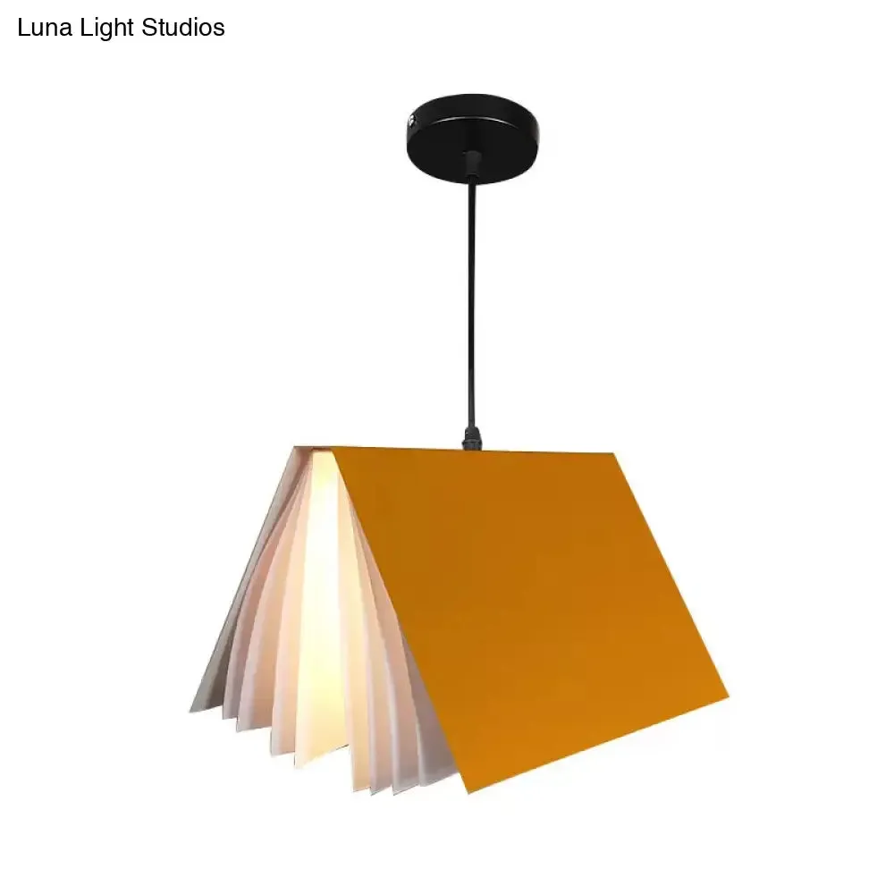 Nordic Plastic Pendant Ceiling Light: Modern 1-Bulb Book-Inspired Hanging Lamp for Living Room (White/Black/Yellow)