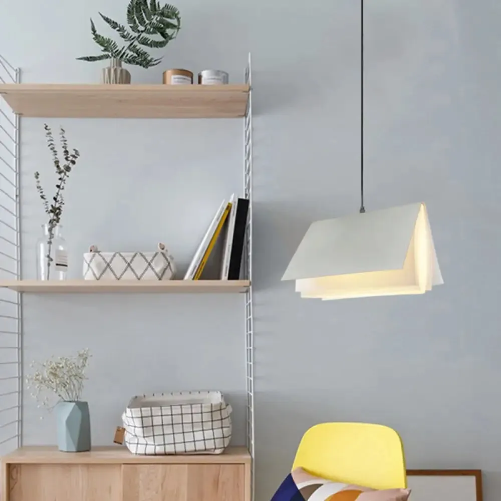 Nordic Plastic Pendant Ceiling Light: Modern 1-Bulb Book-Inspired Hanging Lamp for Living Room (White/Black/Yellow)