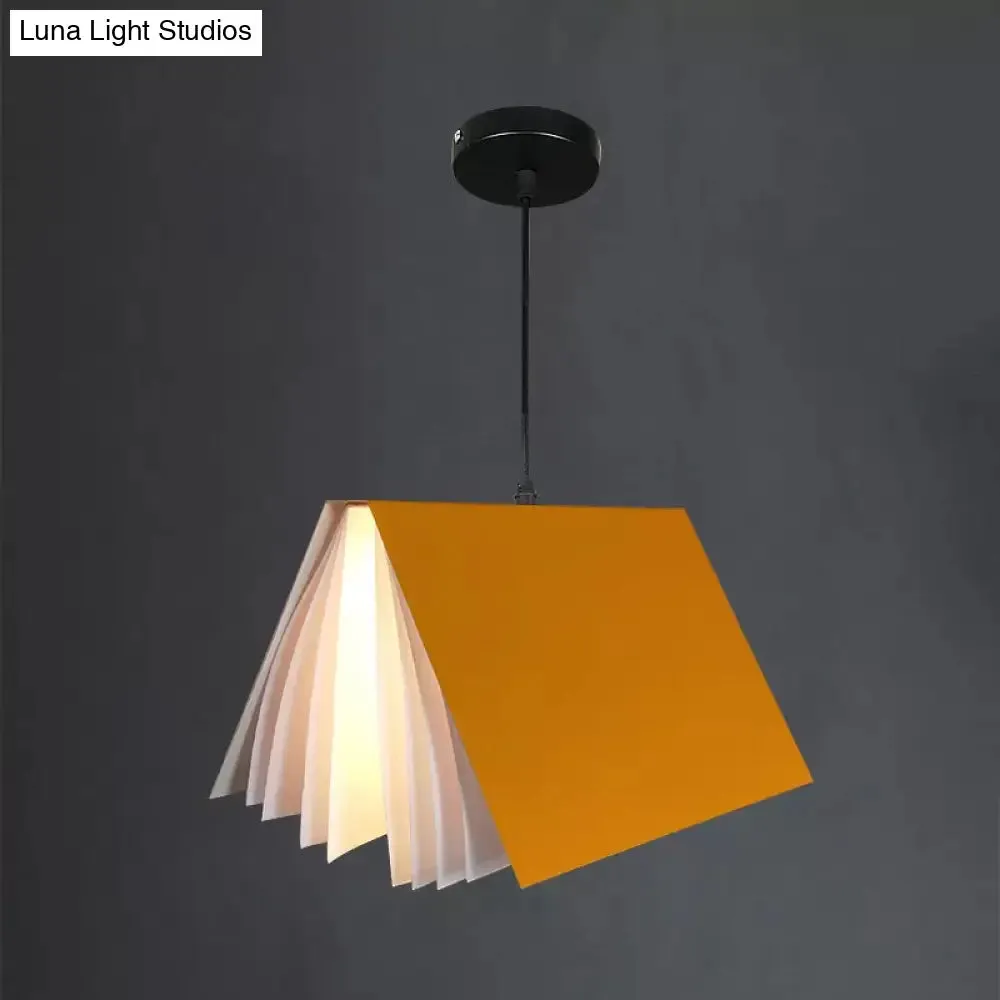 Nordic Plastic Pendant Ceiling Light: Modern 1-Bulb Book-Inspired Hanging Lamp for Living Room (White/Black/Yellow)