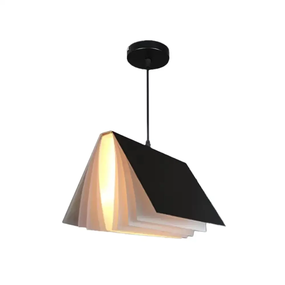 Nordic Plastic Pendant Ceiling Light: Modern 1-Bulb Book-Inspired Hanging Lamp for Living Room (White/Black/Yellow)