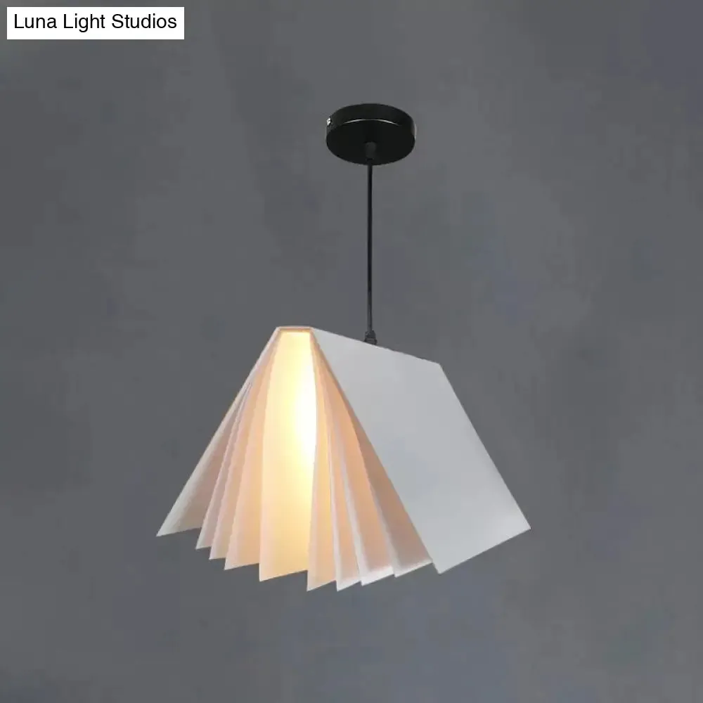 Nordic Plastic Pendant Ceiling Light: Modern 1-Bulb Book-Inspired Hanging Lamp for Living Room (White/Black/Yellow)