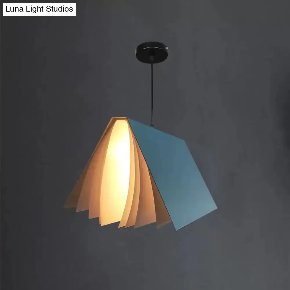 Nordic Plastic Pendant Ceiling Light: Modern 1-Bulb Book-Inspired Hanging Lamp for Living Room (White/Black/Yellow)