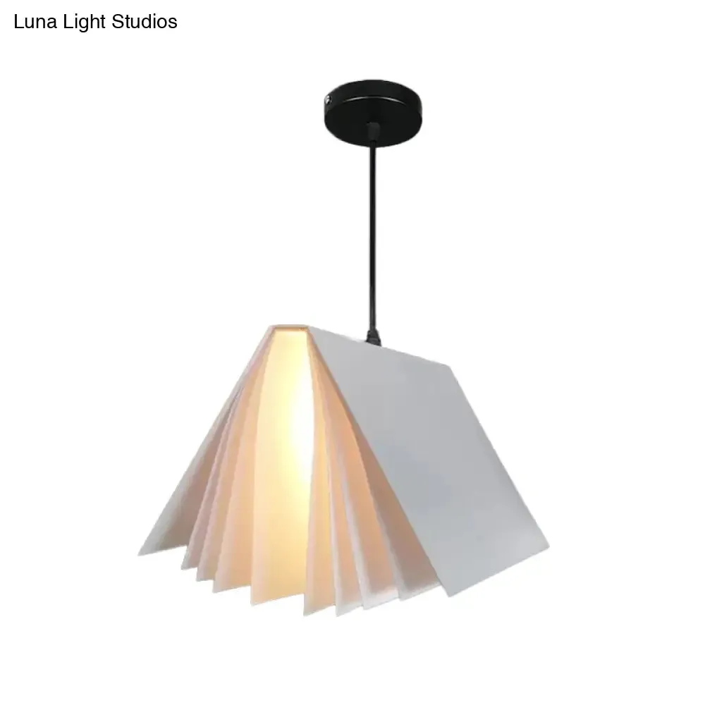 Nordic Plastic Pendant Ceiling Light: Modern 1-Bulb Book-Inspired Hanging Lamp for Living Room (White/Black/Yellow)