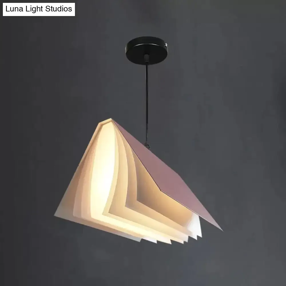 Nordic Plastic Pendant Ceiling Light: Modern 1-Bulb Book-Inspired Hanging Lamp for Living Room (White/Black/Yellow)