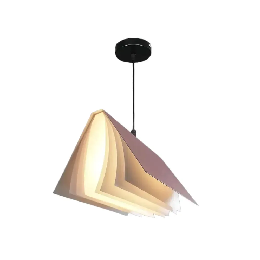 Nordic Plastic Pendant Ceiling Light: Modern 1-Bulb Book-Inspired Hanging Lamp for Living Room (White/Black/Yellow)