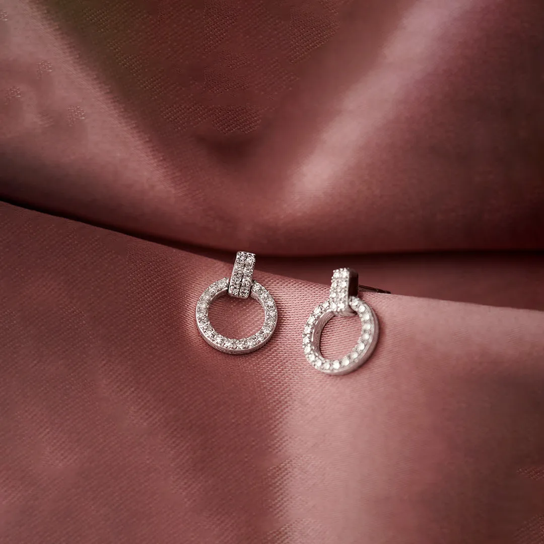 Open Circle Diamond Earrings