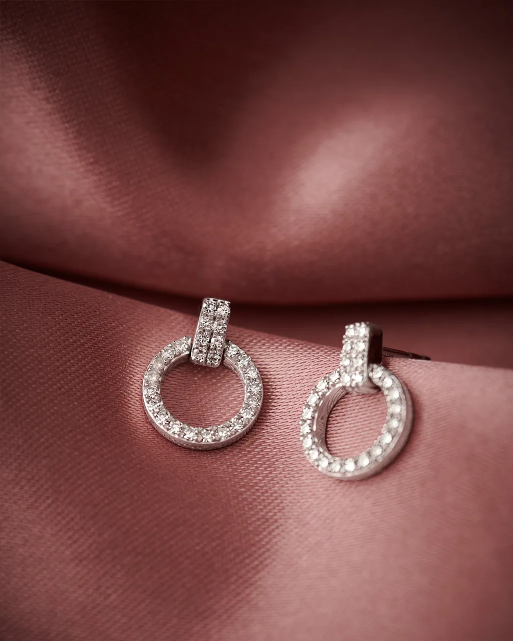 Open Circle Diamond Earrings