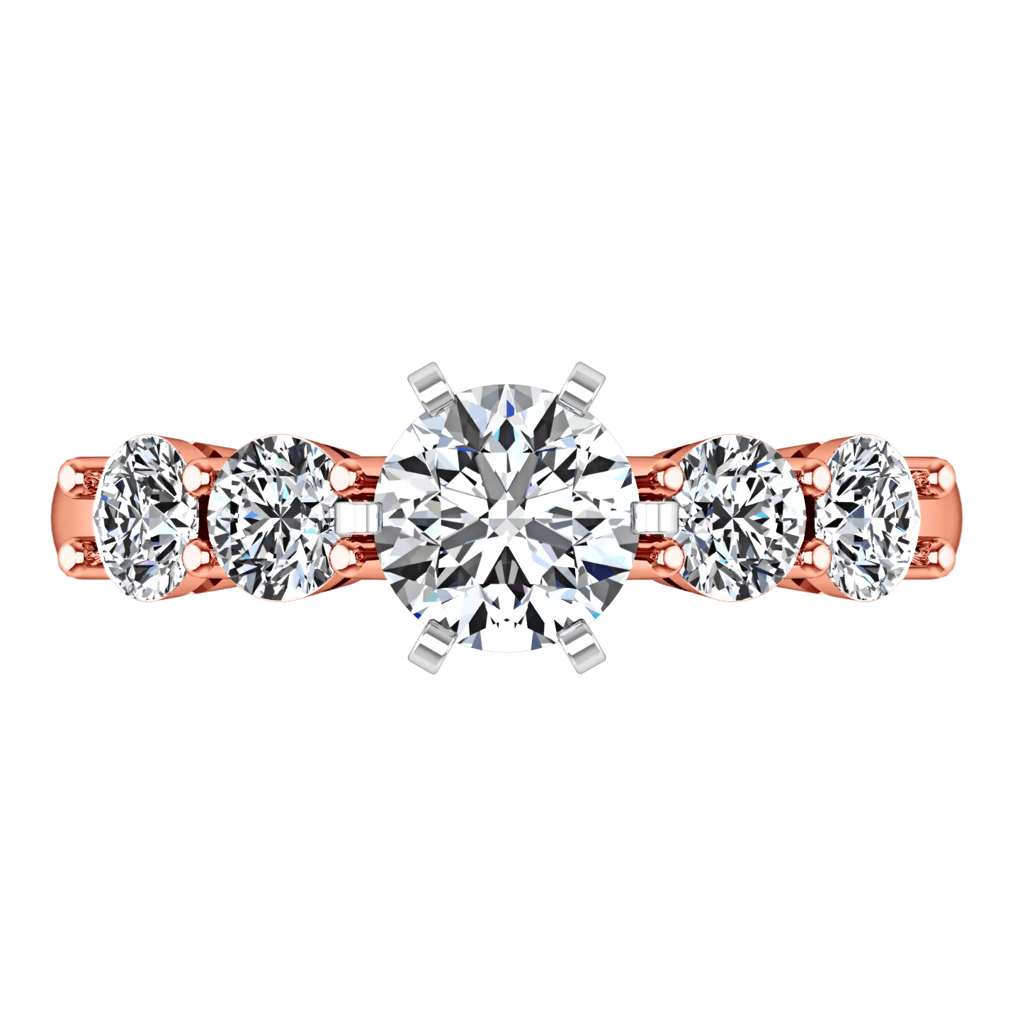 Pave Diamond Engagement Ring Journey 14K Rose Gold