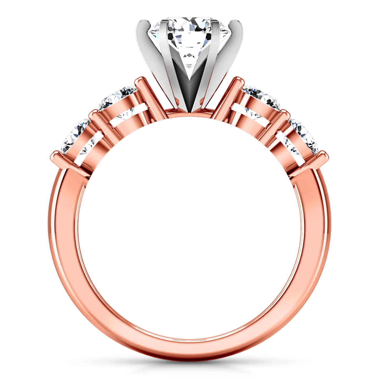 Pave Diamond Engagement Ring Journey 14K Rose Gold