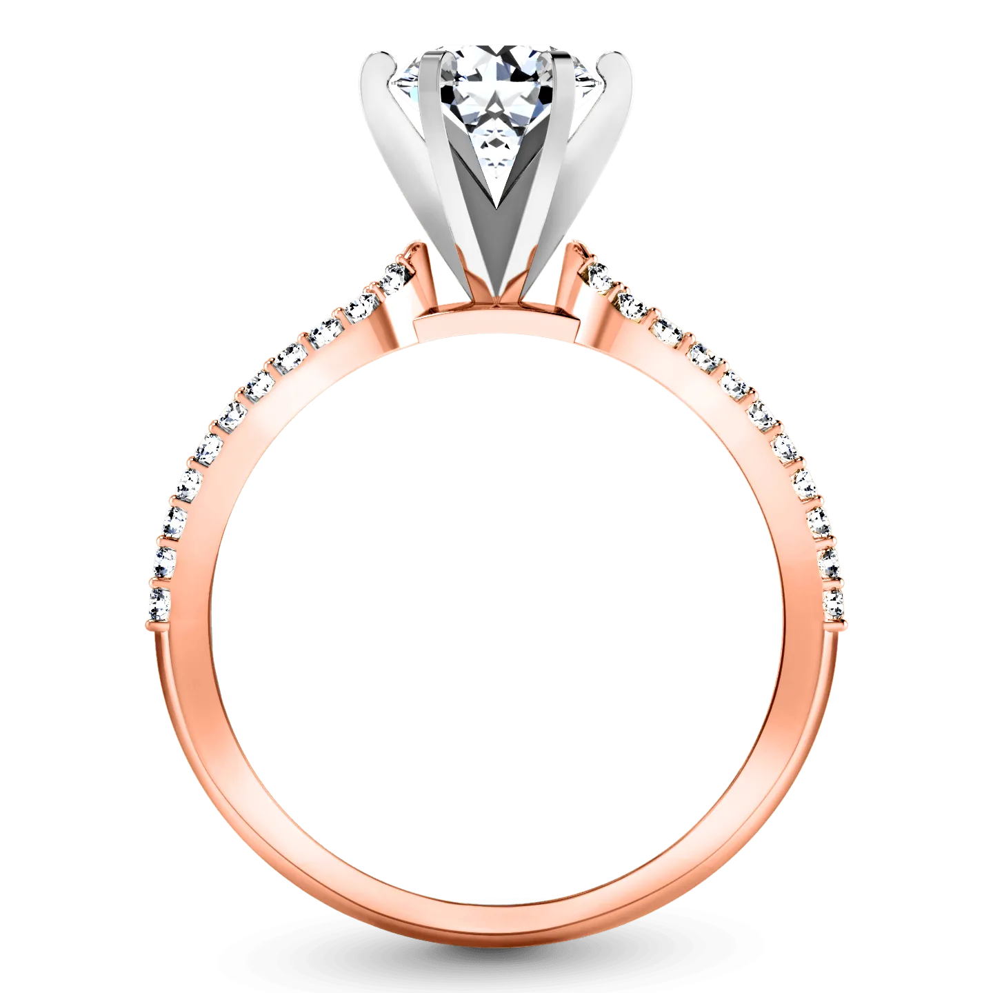 Pave Diamond Engagement Ring Tres Jolie 14K Rose Gold