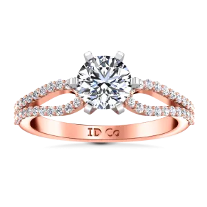 Pave Diamond Engagement Ring Tres Jolie 14K Rose Gold