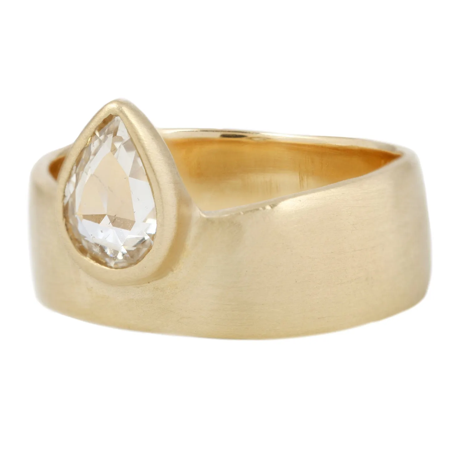 Pear Rose Cut Diamond Smooth Band