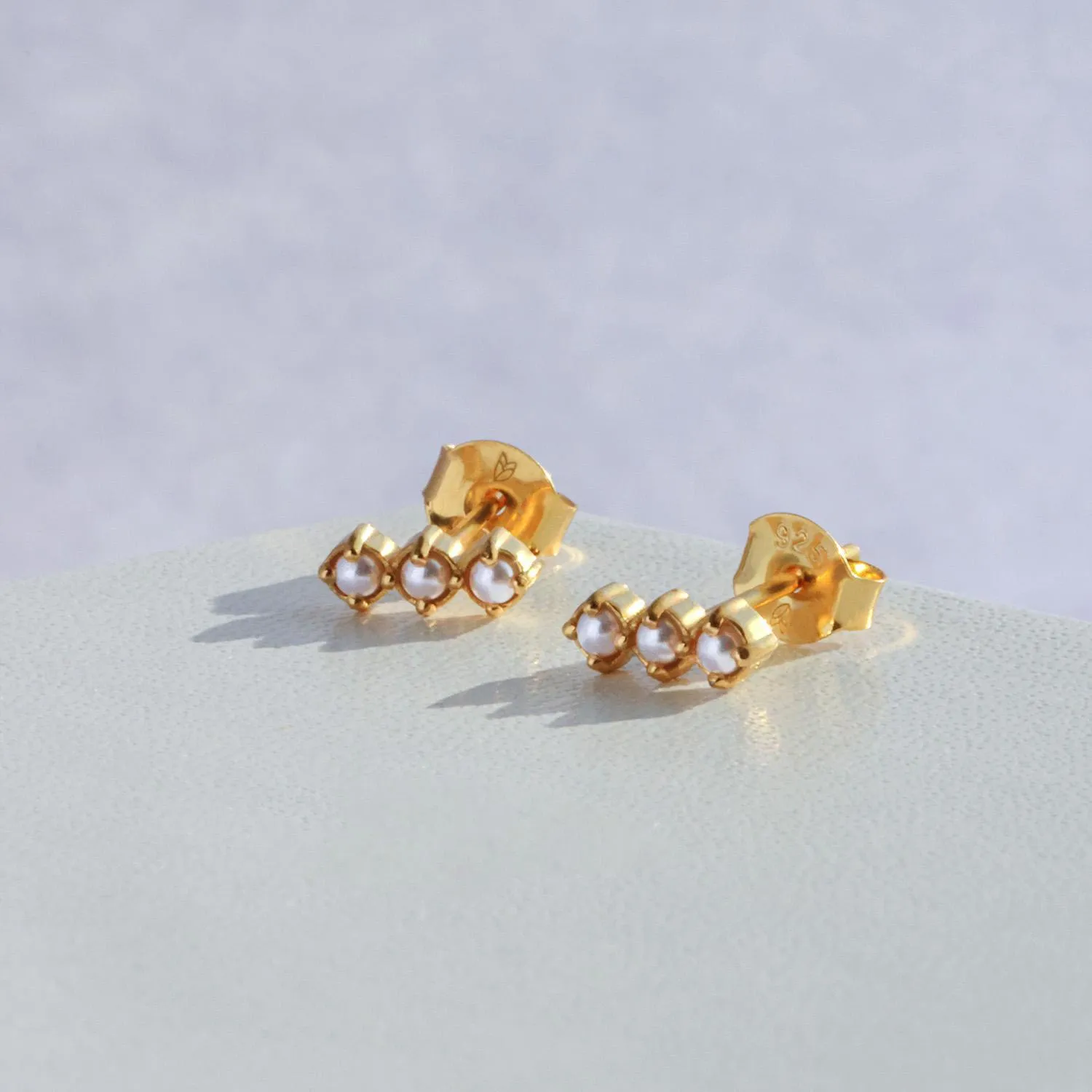 Pearl Bar Stud Earrings