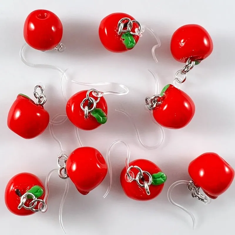 Perfect Apple Dangles Hypoallergenic Earrings for Sensitive Ears Made with Plastic Posts